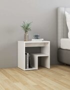 vidaXL Шкафче за спалня бял гланц 40x30x40 см инженерно дърво
