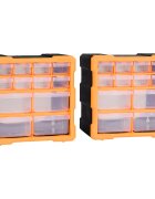vidaXL Шкафове органайзери с 12 чекмеджета 2 бр 265x16x26 см