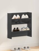 vidaXL Шкафове за обувки 2 бр сив гланц 60x18x60 см инженерно дърво