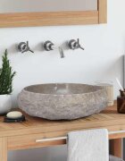 vidaXL Сива мивка Ø40x12 см мрамор