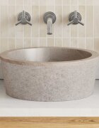 vidaXL Сива мивка Ø40x15 см мрамор