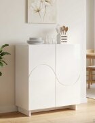 vidaXL Скрин Бял гланц 67 x 345 x 75 см Инженерно дърво