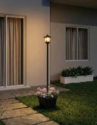 vidaXL Слънчев стълб с саксия with LED Bulb Черно 32 x 32 x 158 см