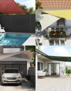 vidaXL Слънцезащитен плат 2 x 3 m HDPE Правоъгълна Жълт и бял