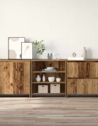 vidaXL Служебен шкаф 3 бр. Старо дърво 70 x 41 x 75 см