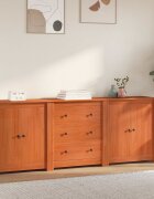 vidaXL Служебен шкаф 3 бр. Восъчен Кафяв 210 x 35 x 80 см