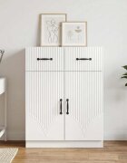 vidaXL Служебен шкаф Бял гланц 66 x 345 x 87 см Инженерна дървесина