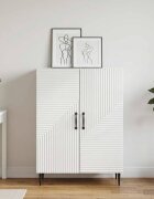 vidaXL Служебен шкаф Бял гланц 66 x 345 x 895 см Инженерна дървесина