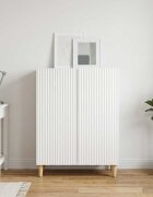 vidaXL Служебен шкаф Бял гланц 66 x 345 x 90 см Инженерна дървесина