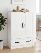 vidaXL Служебен шкаф Бял гланц 66 x 345 x 92 см Инженерна дървесина