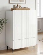 vidaXL Служебен шкаф Бял гланц 66 x 345 x 97 см Инженерна дървесина
