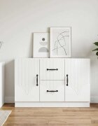vidaXL Служебен шкаф Бял гланц 89 x 345 x 57 см Инженерна дървесина