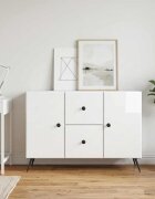 vidaXL Служебен шкаф Бял гланц 89 x 345 x 60 см Инженерна дървесина