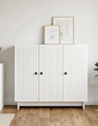 vidaXL Служебен шкаф Бял гланц 89 x 345 x 80 см Инженерна дървесина