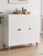 vidaXL Служебен шкаф Бял гланц 89 x 345 x 80 см Инженерна дървесина