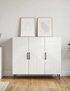 vidaXL Служебен шкаф Бял гланц 89 x 345 x 80 см Инженерна дървесина