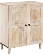 vidaXL Служебен шкаф Бяло 60 x 33 x 75 cm мангово дърво масив