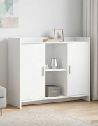 vidaXL Служебен шкаф Бяло 985 x 33 x 80 см Инженерна дървесина