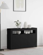 vidaXL Служебен шкаф Черно 116 x 30 x 75 см Инженерна дървесина