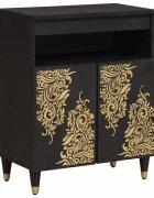 vidaXL Служебен шкаф Черно 60 x 33 x 75 cm Солидно мангово дърво