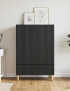vidaXL Служебен шкаф Черно 66 х 345 х 95 см Инженерна дървесина