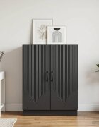 vidaXL Служебен шкаф Черно 66 x 345 x 87 см Инженерна дървесина