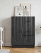 vidaXL Служебен шкаф Черно 66 x 345 x 87 см Инженерна дървесина