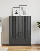 vidaXL Служебен шкаф Черно 66 x 345 x 87 см Инженерна дървесина
