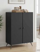 vidaXL Служебен шкаф Черно 66 x 345 x 90 см Инженерна дървесина