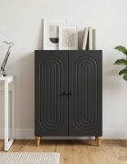 vidaXL Служебен шкаф Черно 66 x 345 x 90 см Инженерна дървесина