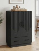 vidaXL Служебен шкаф Черно 66 x 345 x 92 см Инженерна дървесина