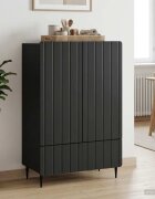 vidaXL Служебен шкаф Черно 66 x 345 x 97 см Инженерна дървесина