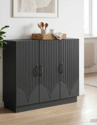 vidaXL Служебен шкаф Черно 89 x 345 x 77 см Инженерна дървесина