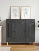 vidaXL Служебен шкаф Черно 89 x 345 x 80 см Инженерна дървесина