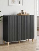 vidaXL Служебен шкаф Черно 89 x 345 x 80 см Инженерна дървесина