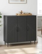 vidaXL Служебен шкаф Черно 89 x 345 x 80 см Инженерна дървесина