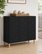 vidaXL Служебен шкаф Черно 89 x 345 x 80 см Инженерна дървесина