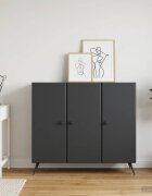 vidaXL Служебен шкаф Черно 89 x 345 x 80 см Инженерна дървесина