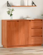 vidaXL Служебен шкаф Кафяв дъб 111 x 34 x 75 см Солидно борово дърво