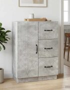 vidaXL Служебен шкаф с чекмедже Бетонно сиво 66 x 345 x 87 см