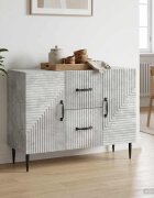 vidaXL Служебен шкаф с чекмедже Бетонно сиво 89 x 345 x 60 см
