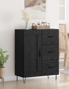 vidaXL Служебен шкаф с чекмедже Черен Дъб 695 x 34 x 90 см