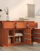 vidaXL Служебен шкаф Восъчен Кафяв 111 x 36 x 75 см Солиден бор