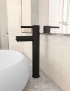 vidaXL Смесител за баня черен 12х30 см