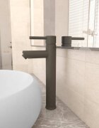 vidaXL Смесител за баня сив 12х30 см