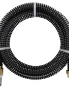 vidaXL Смукателен маркуч с месингови съединители черен 11" 3 м PVC