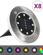 vidaXL Соларни земни лампи 8 бр LED светлина RGB цвят