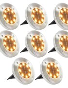 vidaXL Соларни земни лампи 8 бр LED светлина топло бели