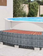 vidaXL Спа стъпало сиво полиратан 92x45x25 см