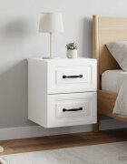 vidaXL Спален шкаф с монтаж на стена 2 бр. Бял гланц 345 x 33 x 40 см